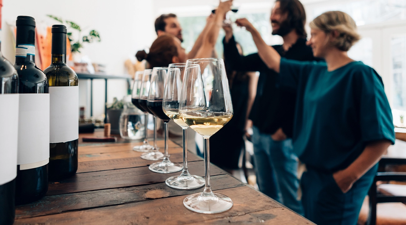 Wine tasting and toast