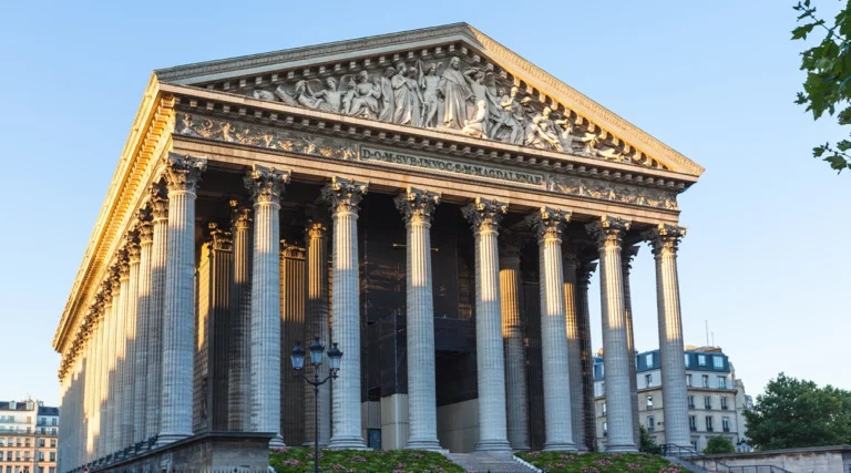 Monumental facade of the Madeleine Church