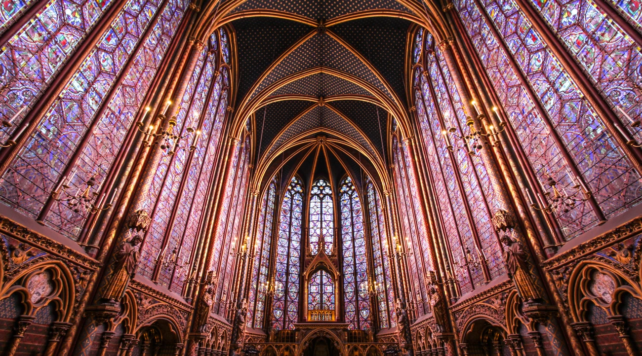The stained glass windows of Saint Chapelle in Paris