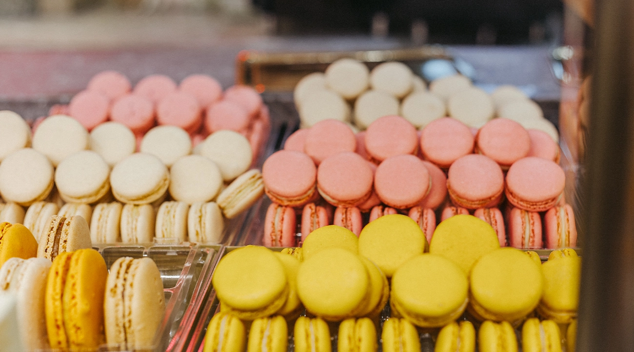 Macarons in a Parisian pastry shop