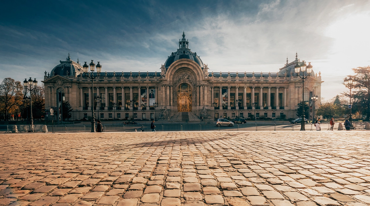 Petit Palais facade at sunset