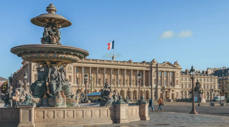 Place de la Concorde with the fountain and the hotel de la marine