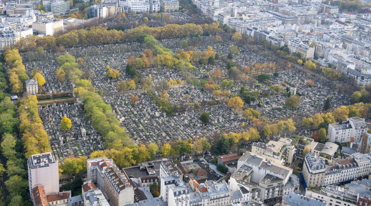 Aerial view of the Montparnasse Cemetery