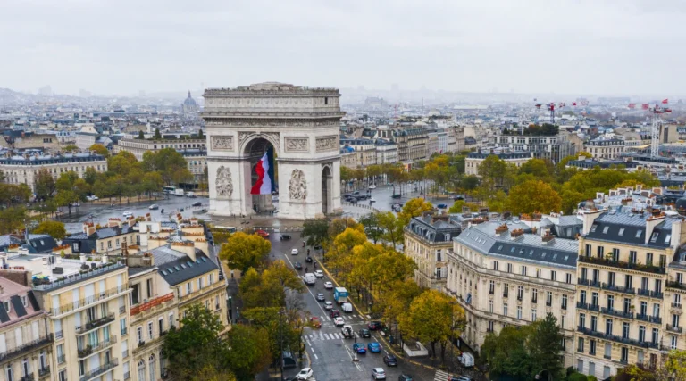 Aerial view of the Champs Elysees area