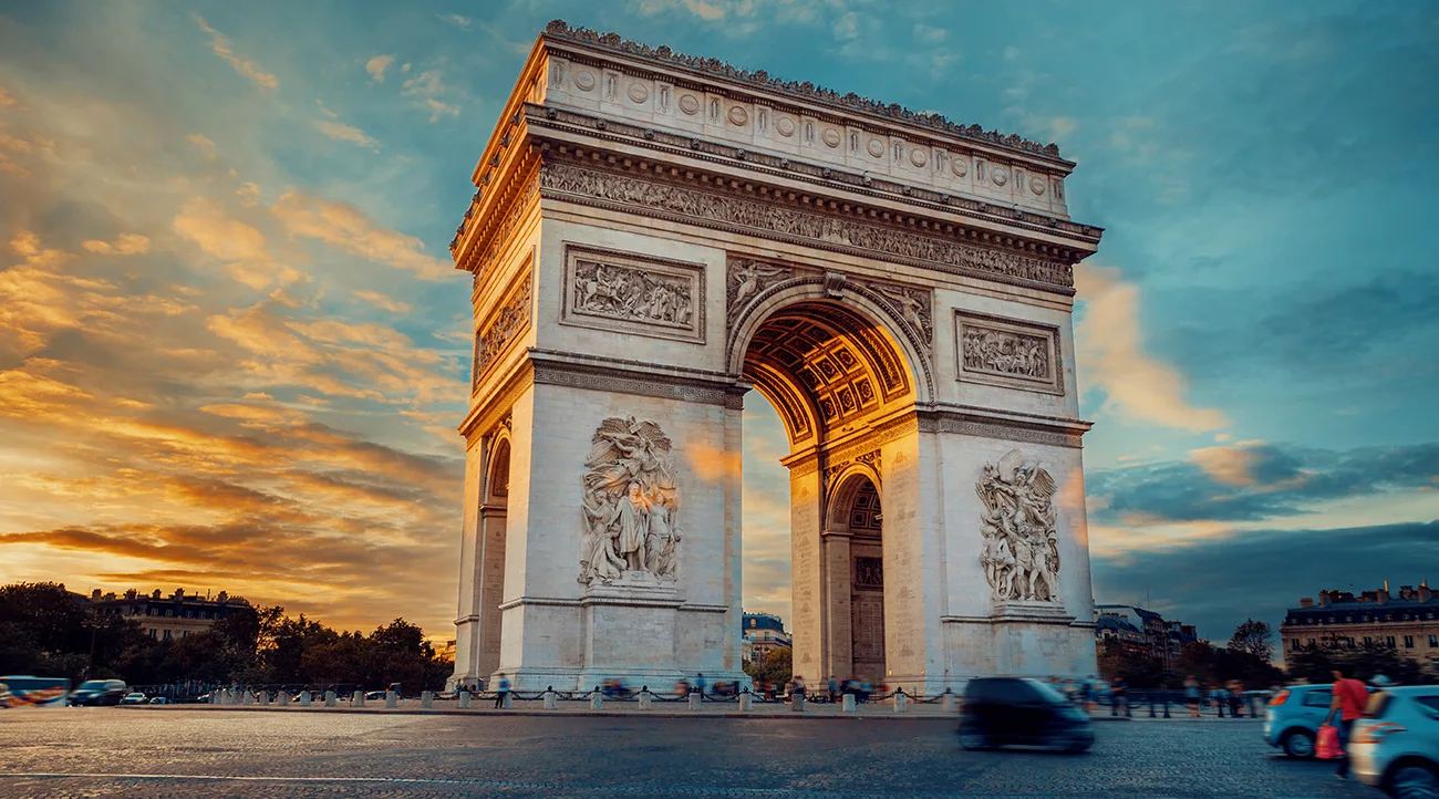 Arc de Triomphe Paris at sunset