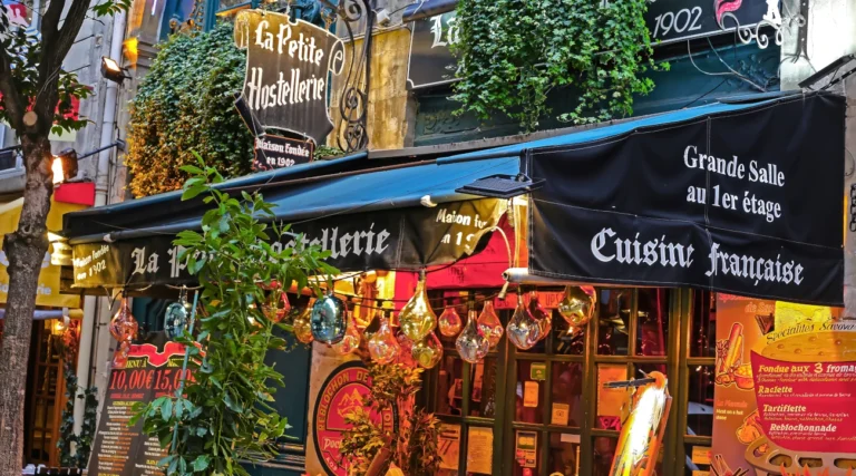 Exterior of a restaurant in the Latin Quarter of Paris
