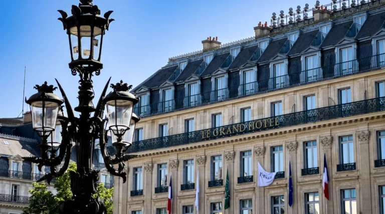 Facade of the Grand Hotel in Paris
