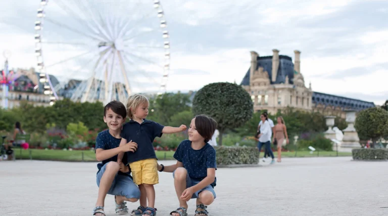 Family with children visiting Paris
