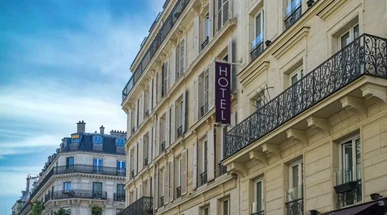 Hotel with sign in Paris