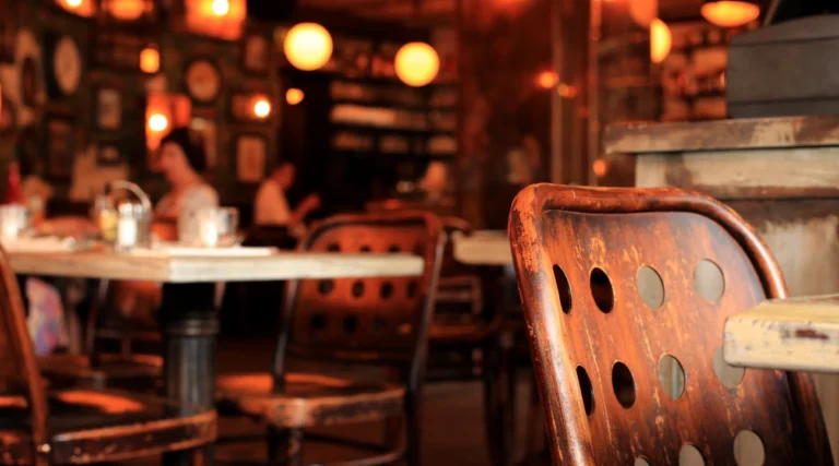 Interior of a bistro in Paris