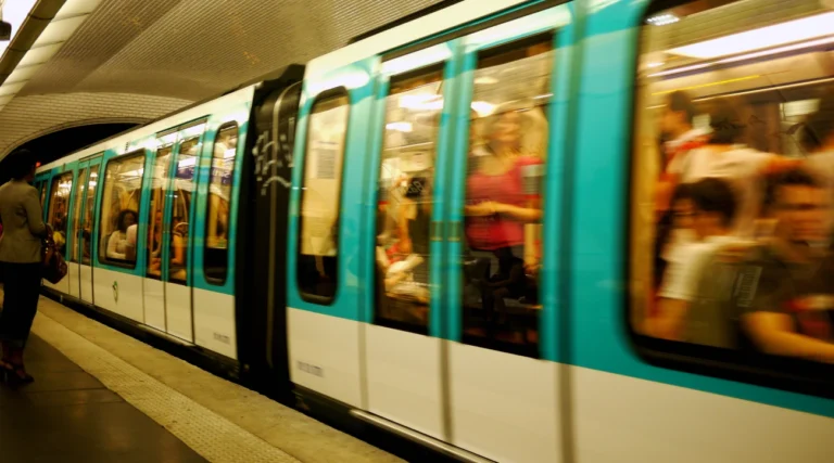 Paris Metro during rush hour