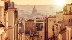 Panorama of Paris from Montmartre in August