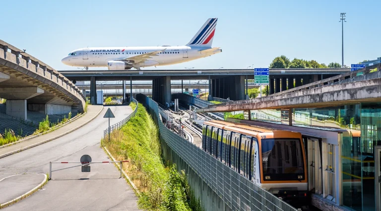 Train, Highway, and Airplane at Charles De Gaulle Airport