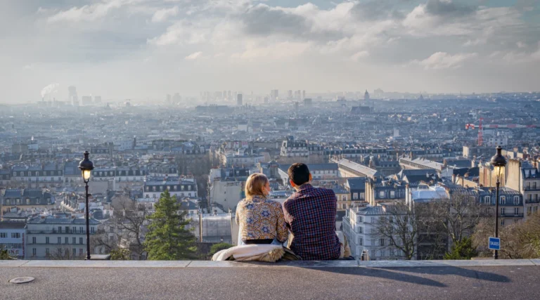 A couple enjoying the view of Paris