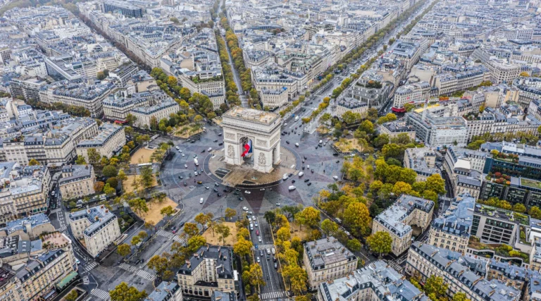 Aerial view of the Arc de Triomphe