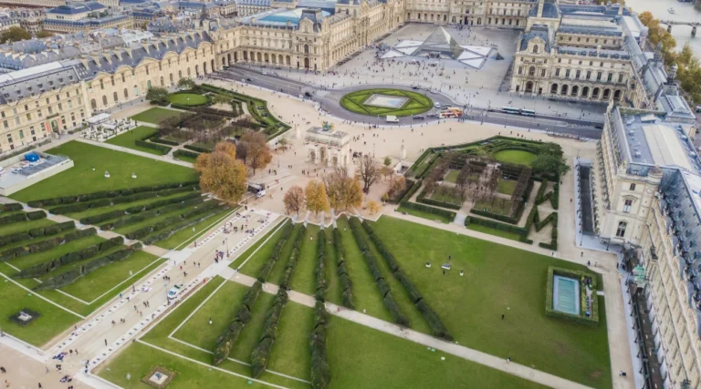 Aerial view of the area around the Louvre