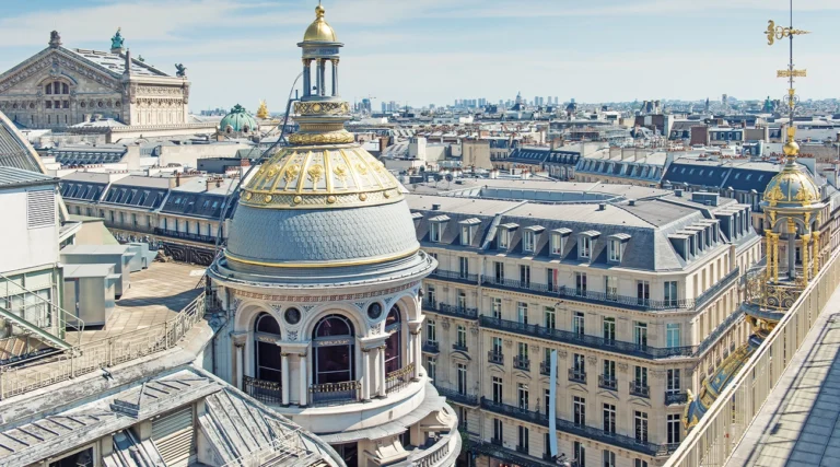 View of the rooftops in the Opera district of Paris