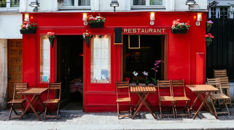 external facade of a typical Montmartre restaurant